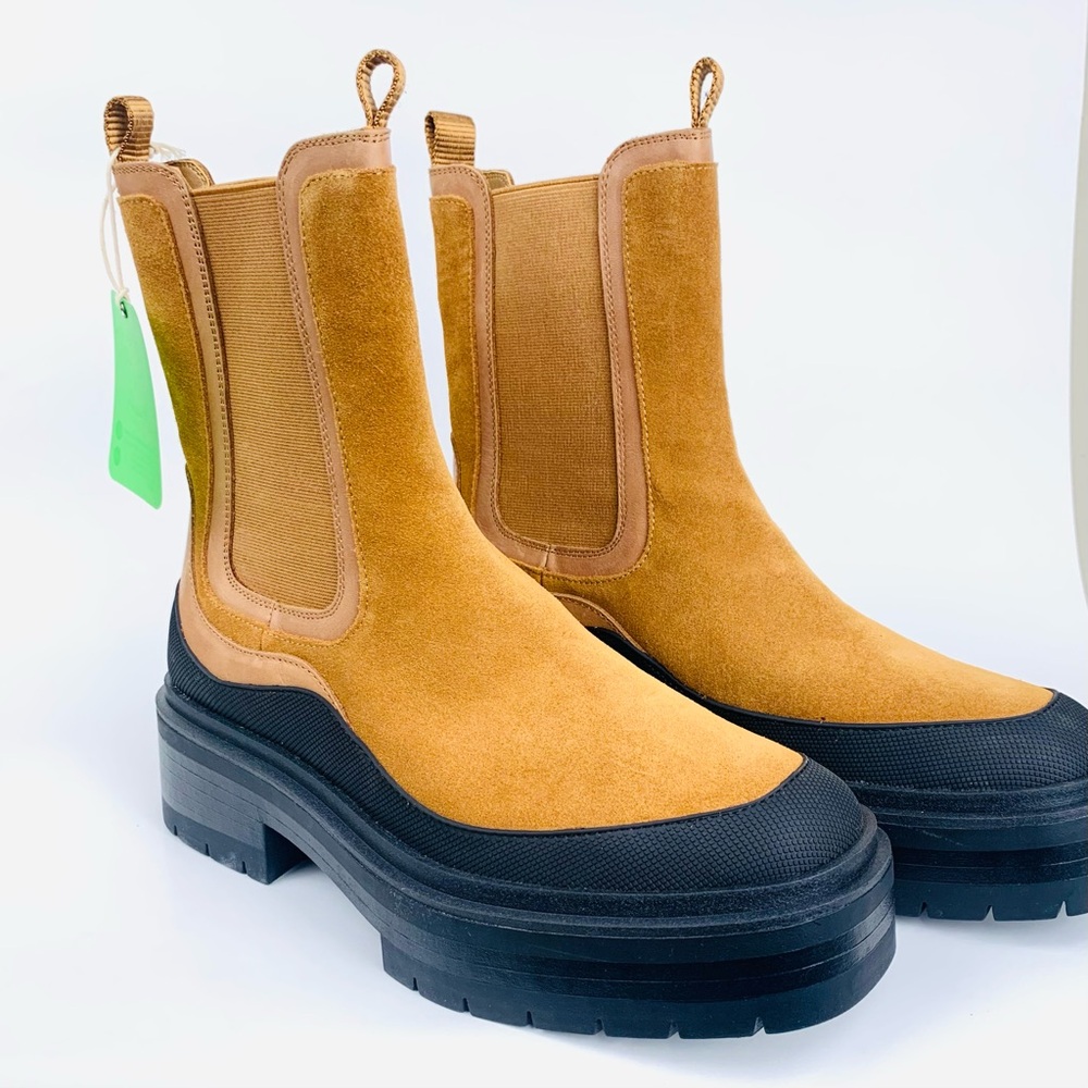 SAM EDELMAN Lulia leather-trimmed suede Chelsea boots Size 8.5 New in Box Comfy